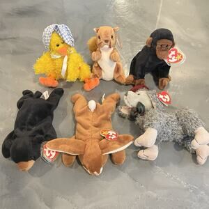 Ty Beanie Babies Lot of‎ 6 Tags Congo Nuts Cheri Ooh La La Ears Blackie